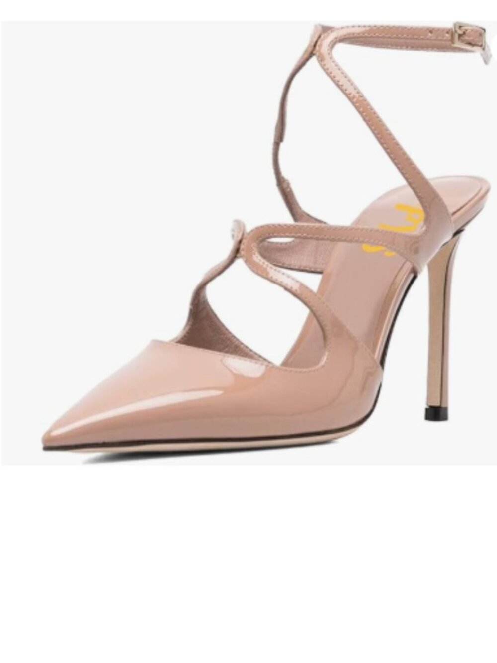FYS Nude Pointed Toe Crisscross Strappy Heels Ankle Strap Pumps Sexy Shoes
